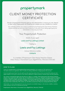 Property Mark - Client Money Property - Security Certificate