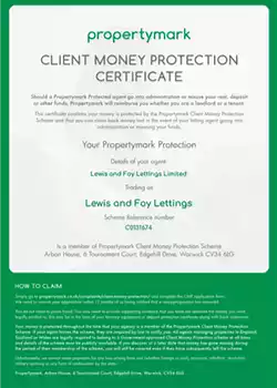 Property Mark - Client Money Property - Security Certificate