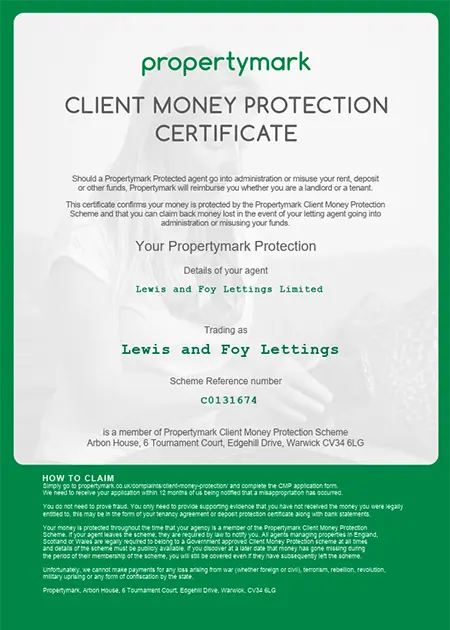 PropertyMark - Client Money Protection Security Certificate