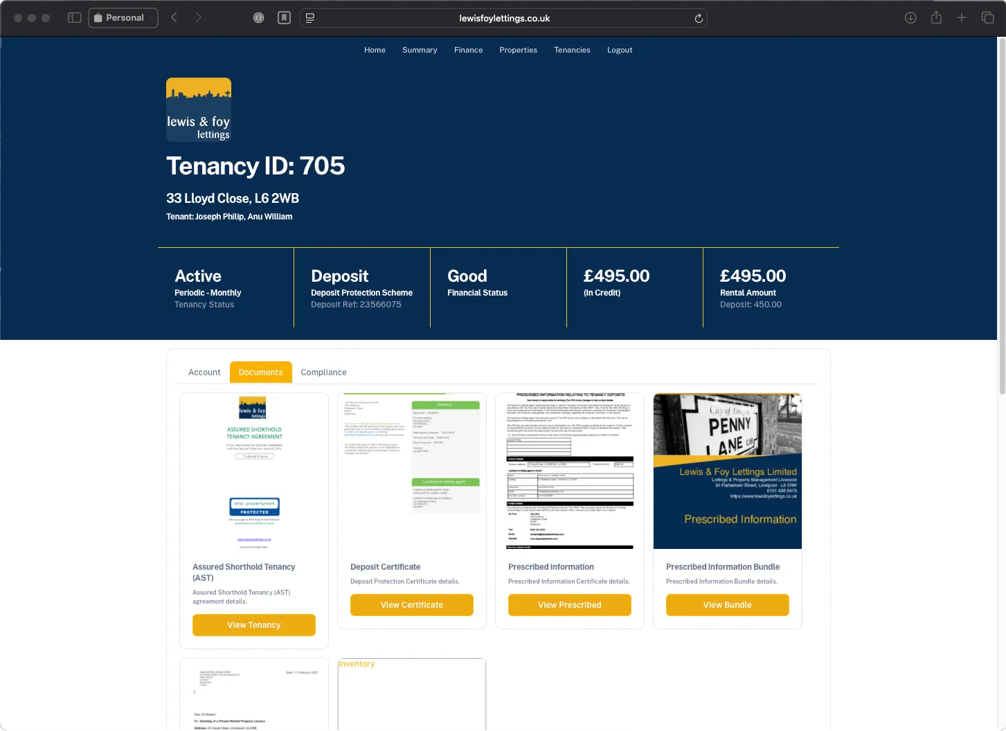 Landlord Portal - Tenancy Documents