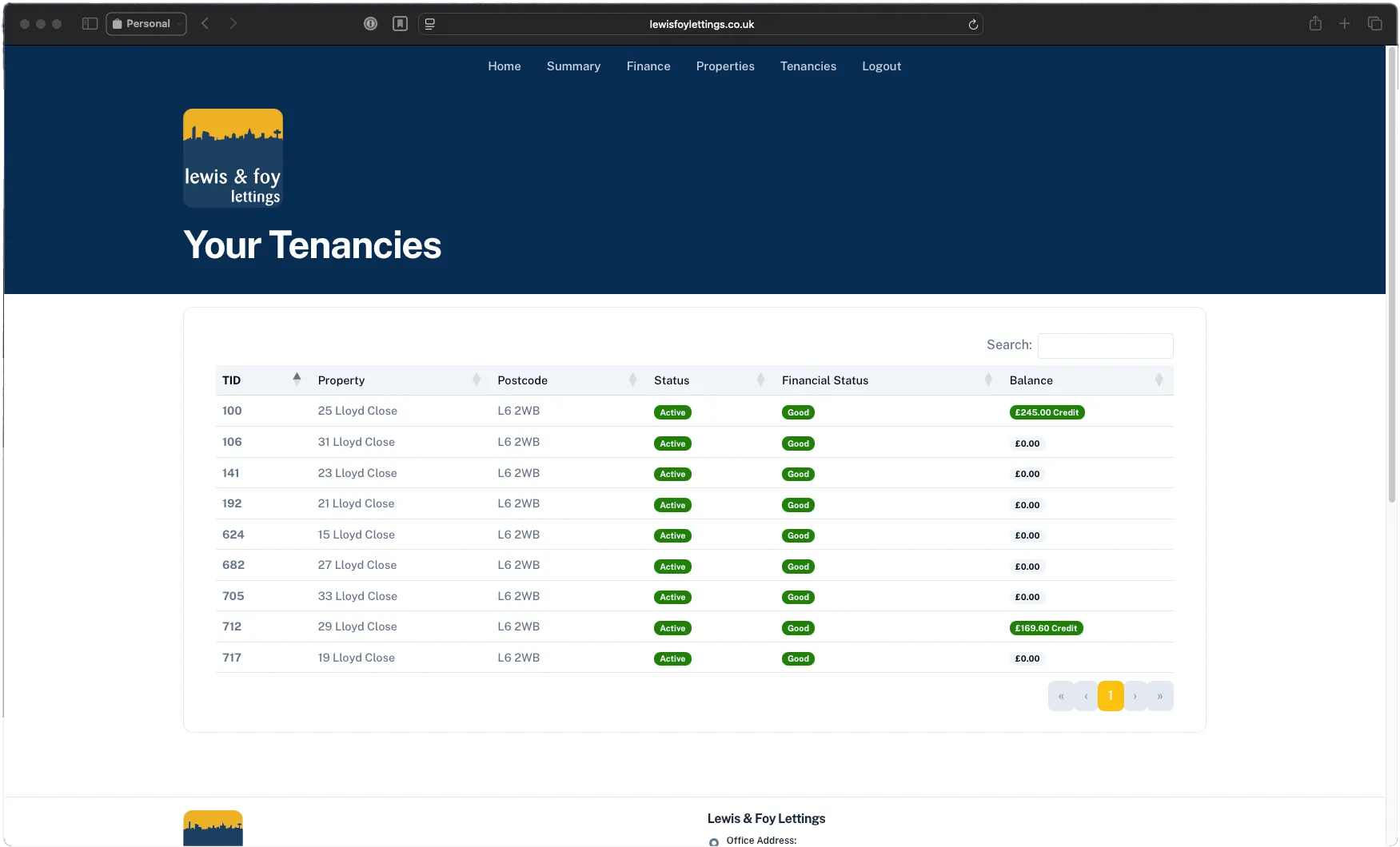 Landlord Portal - Your Tenancies